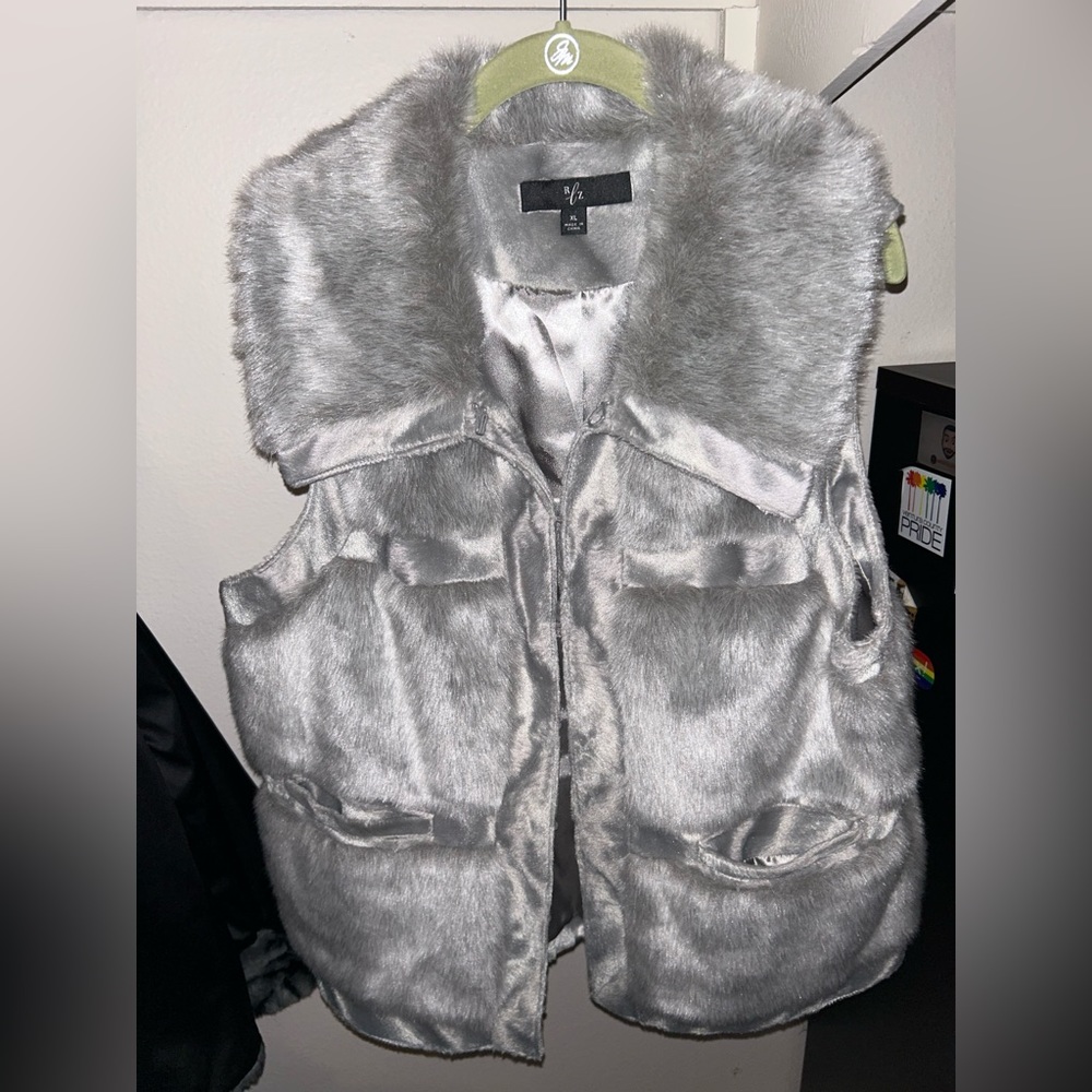 Rachel Zoe RLZ Silver Faux Fur Vest